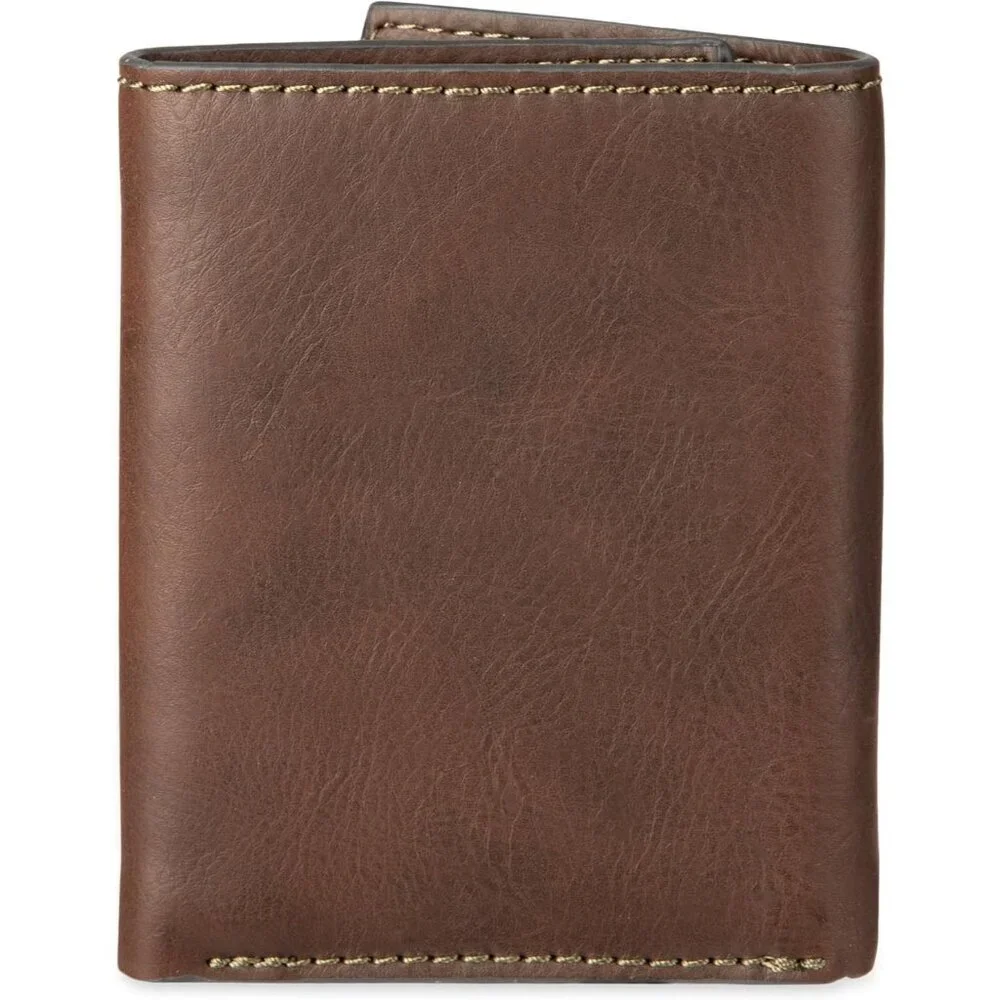 Men's Brown Stitch Wallet Style Includes Window Credit Card Holder Designed